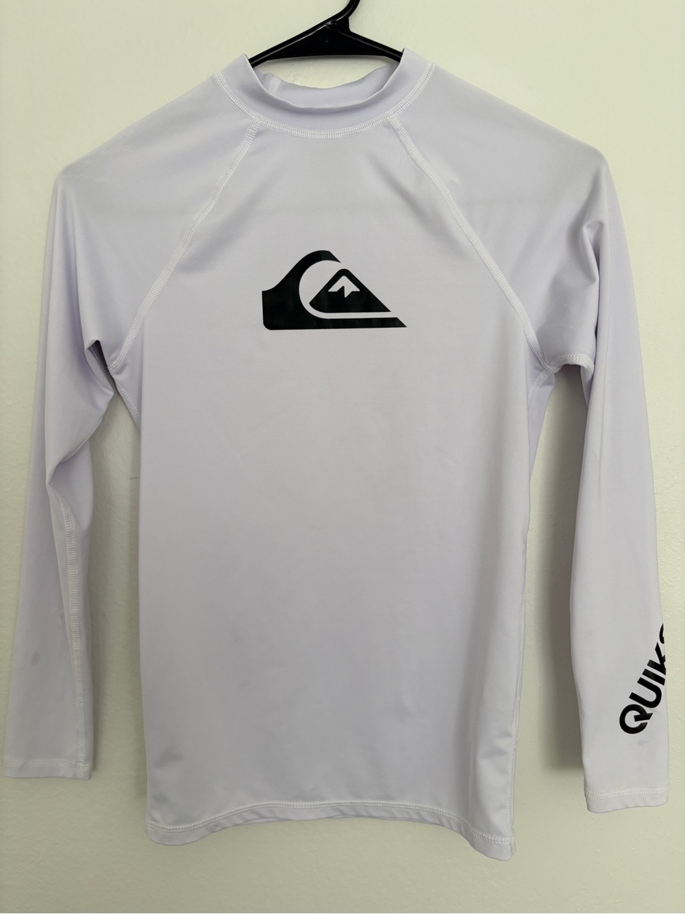 Quiksilver Kid’s White Long-Sleeve Rash Guard with Black Logo